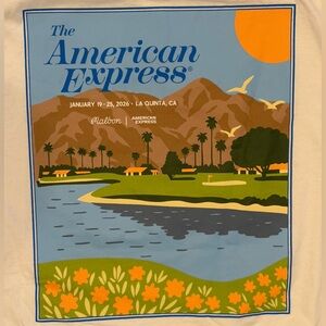 MALBON GOLF 2026 AMERICAN EXPRESS BERMUDA POSTER White Short Sleeve Tee M NWOT
